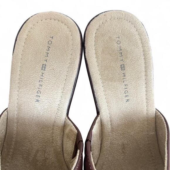VTG. Y2K TOMMY HILFIGER BROWN LEATHER SANDALS CLOGS  SIZE 11 NEW - Picture 7 of 8